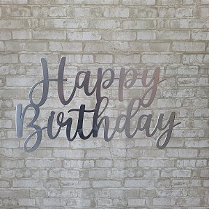 Alugue Elipse Happy Birthday de MDF - Prata
