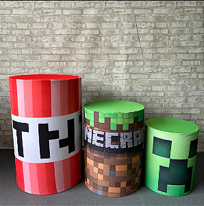 Alugue Trio de Cilindros e as Capas do Tema - Minecraft