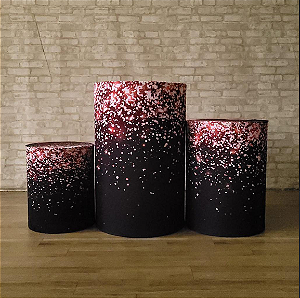 Alugue Trio de Cilindros e as Capas do Tema - Glitter Rosa