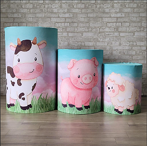 Alugue Trio de Cilindros e as Capas do Tema - Fazendinha Rosa