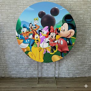 Alugue Estrutura Painel Redondo e a Capa de Tecido do Tema - Turma do Mickey
