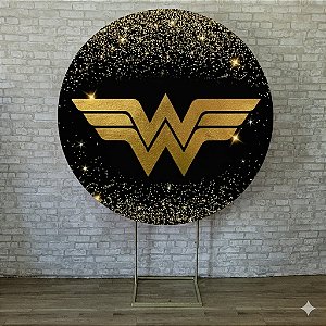 Alugue Estrutura Painel Redondo e a Capa de Tecido do Tema - Mulher Maravilha