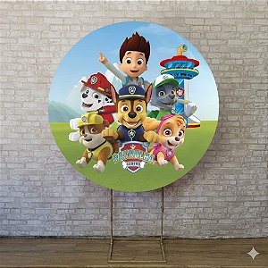 Alugue Estrutura Painel Redondo e a Capa de Tecido do Tema - Patrulha Canina