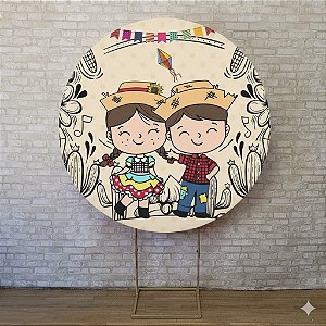 Alugue Estrutura Painel Redondo e a Capa de Tecido do Tema - Festa Junina