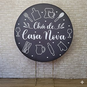 Alugue Estrutura Painel Redondo e a Capa de Tecido do Tema - Chá de Casa Nova