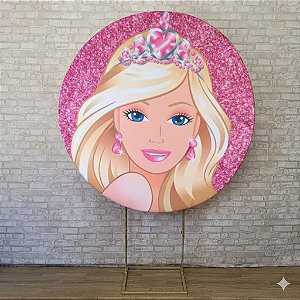 Alugue Estrutura Painel Redondo e a Capa de Tecido do Tema - Barbie