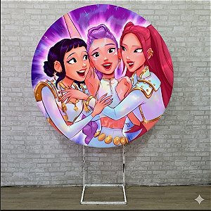 Alugue Estrutura Painel Redondo e a Capa de Tecido do Tema - Guerreiras do K-POP