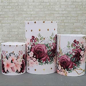 Alugue Trio de Cilindros e as Capas do Tema - Flores Vinho