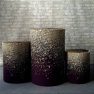 Alugue Trio de Cilindros e as Capas do Tema - Glitter Dourado