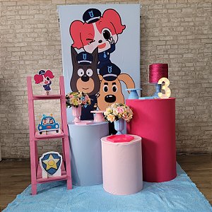 Alugue Tema Para Festa Decoração Detetive Labrador Tecido ( Modelo 2 )