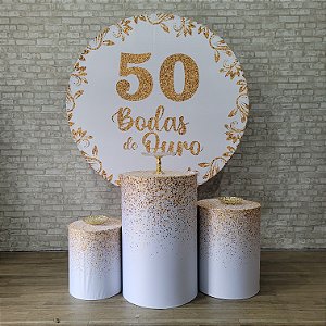 Alugue Tema Para Festa Decoração Bodas de Ouro Tecido ( Modelo 1 )