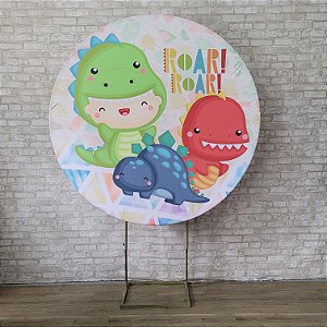 Alugue Estrutura Painel Redondo e a Capa de Tecido do Tema - Dino Baby