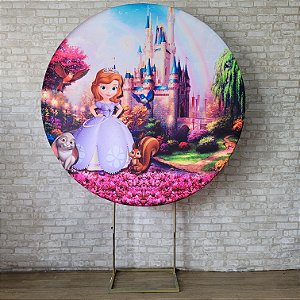 Alugue Estrutura Painel Redondo e a Capa de Tecido do Tema - Princesa Sofia