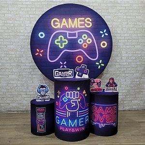 Alugue Tema Para Festa Decoração Video Game Tecido ( Modelo 1 )