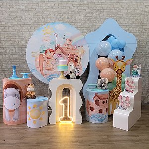 Alugue Tema Para Festa Decoração Arca de Noé Tecido ( Modelo 3 ) - Acompanha Balão