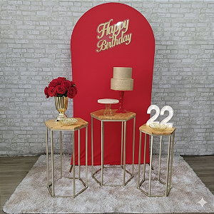 Alugue Tema Para Festa Decoração Happy Vermelho Tecido ( Modelo 2 )