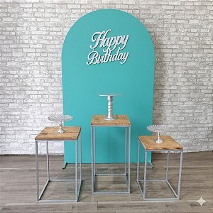 Alugue Tema Para Festa Decoração Happy Tiffany Tecido ( Modelo 1 )