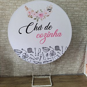 Alugue Estrutura Painel Redondo e a Capa de Tecido do Tema - Chá de Cozinha