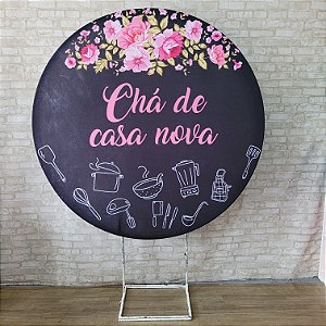 Alugue Estrutura Painel Redondo e a Capa de Tecido do Tema - Chá de Casa Nova