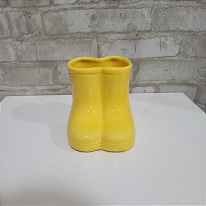 Alugue Vaso Botinha de Cerâmica - Amarelo