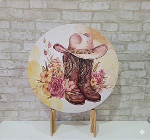 Alugue Estrutura Mini Painel Redondo e a Mini Capa do Tema - Boiadeira