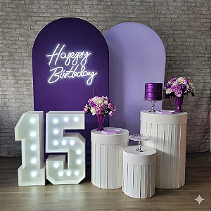 Alugue Tema Para Festa Decoração Tons de Lilás Tecido