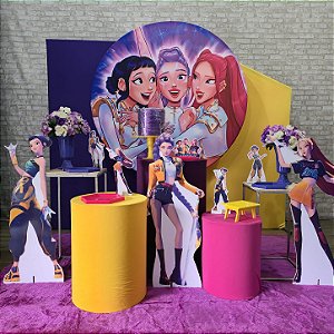 Alugue Tema Para Festa Decoração Guerreiras do K-Pop Tecido ( Modelo 4 )