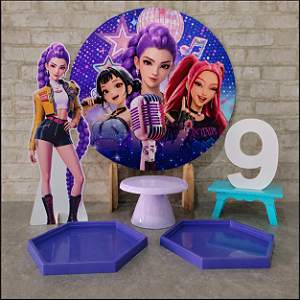 Alugue Tema Para Festa na Mesa Decoração Guerreiras do k-pop ( modelo 1)