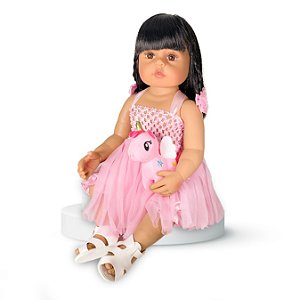 Boneca Bebe Reborn de Silicone Morena Caroline Pandinha 48cm - Malki toys
