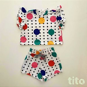 Conjunto Poá colorido