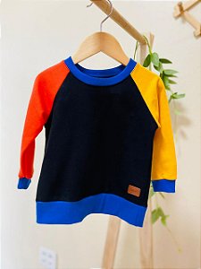 Casaco Preto mangas Coral/Amarela
