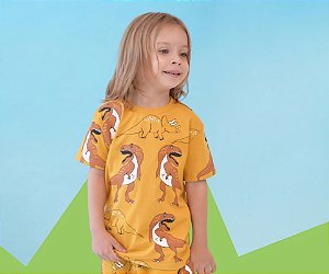 Camiseta Dino mostarda