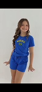 Conjunto feminino Brasil Azul