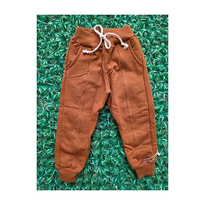 Calça Jogger - moletom na cor Doce de leite