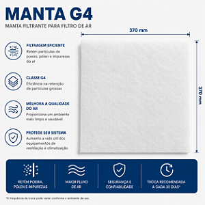 Manta filtrante G4 370 x 370 mm (pacote com 5 mantas G4)