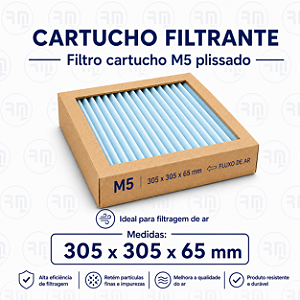 Filtro Cartucho 305 X 305 X 65mm MANTA M5 plissada