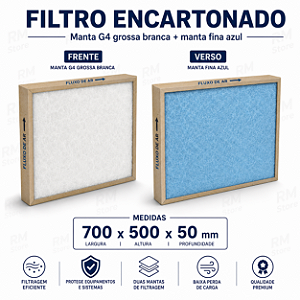Filtro Cartucho 700 X 500 X 50mm MANTA G4 + manta fina FFEO