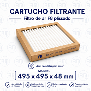 Filtro Cartucho fino F8 plissado 495 X 495 X 48 mm