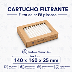 Filtro Cartucho fino F8 plissado 140 X 160 X 25 mm