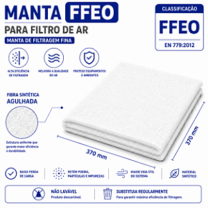 Manta filtrante fina FFEO 370 x 370 mm (pacote com 5 mantas na cor branca)
