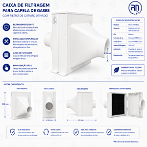 Caixa de filtragem para capela de gases com filtro de carvão