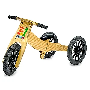 Triciclo 4 em 1 Z1quinha Natu Madeira de Brincar