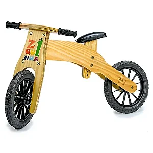 Triciclo 4 em 1 Z1quinha Natu Madeira de Brincar