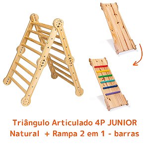 Kit Triângulo Articulado 4P JUNIOR Natural + Rampa 2 em 1 - barras