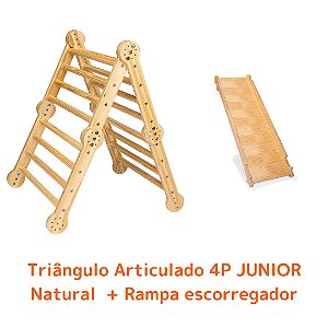 Kit Triângulo Articulado 4P JUNIOR Natural + Rampa Escorregador