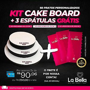 Kit Cake Board Personalizado + 3 Espátulas de brinde