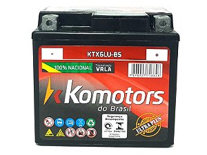 BATERIA MOTO 6AH KOMOTORS - BROS CG BIZ CG TITAN XRE 300 XRE 190 FAN 125 150 KTX6LU-BS