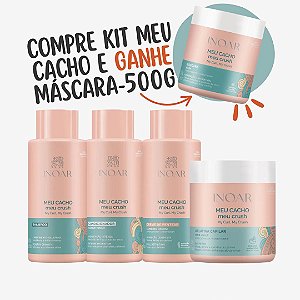 Kit Inoar - Shampoo+Condicionador+Creme p/Pentear+Máscara+Geleia - Meu Cacho, Meu Crush