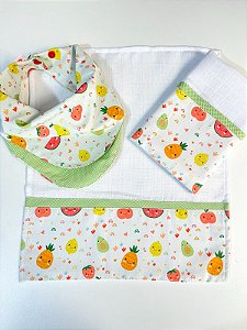Kit Presente Babador e Fraldinhas de Boca Frut Verde