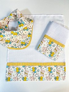Kit Presente Babador e Fraldinhas de Boca Ursinho